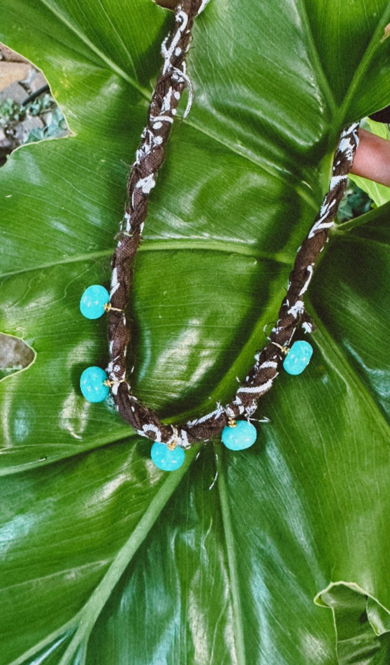 Dyed jade drop bandana necklace
