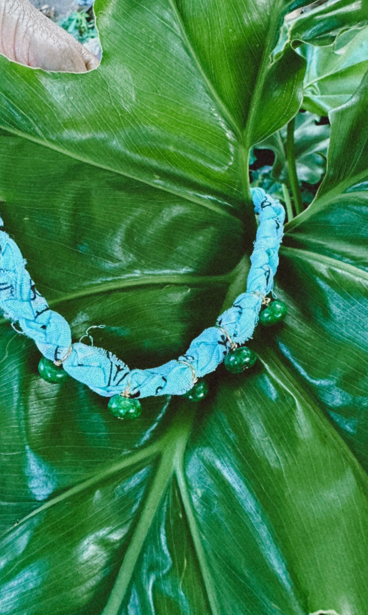 Dyed jade drop bandana necklace