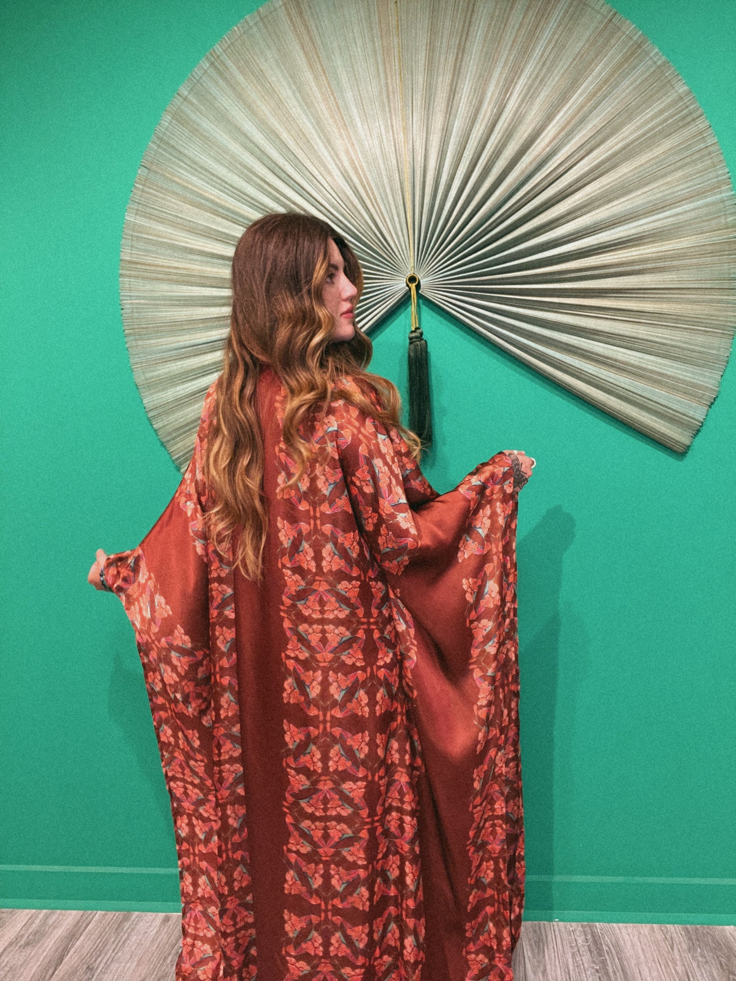 LTB 774 LONDON BRONZE GARDEN - LONG KAFTAN-SATIN