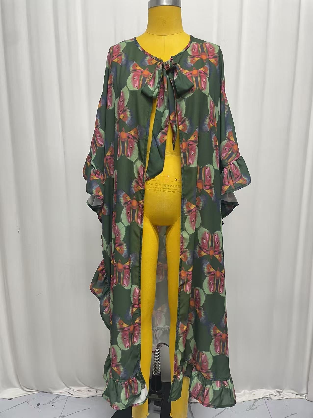 LTB 305 GREEN MOTH -LILITH RUFFLE CAPE -CHIFFON