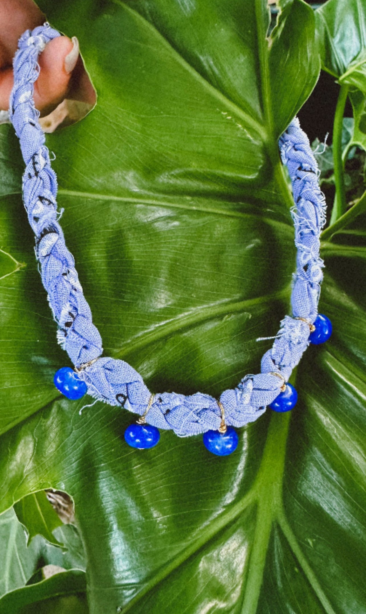 Dyed jade drop bandana necklace