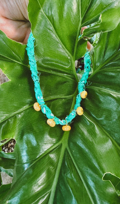 Dyed jade drop bandana necklace