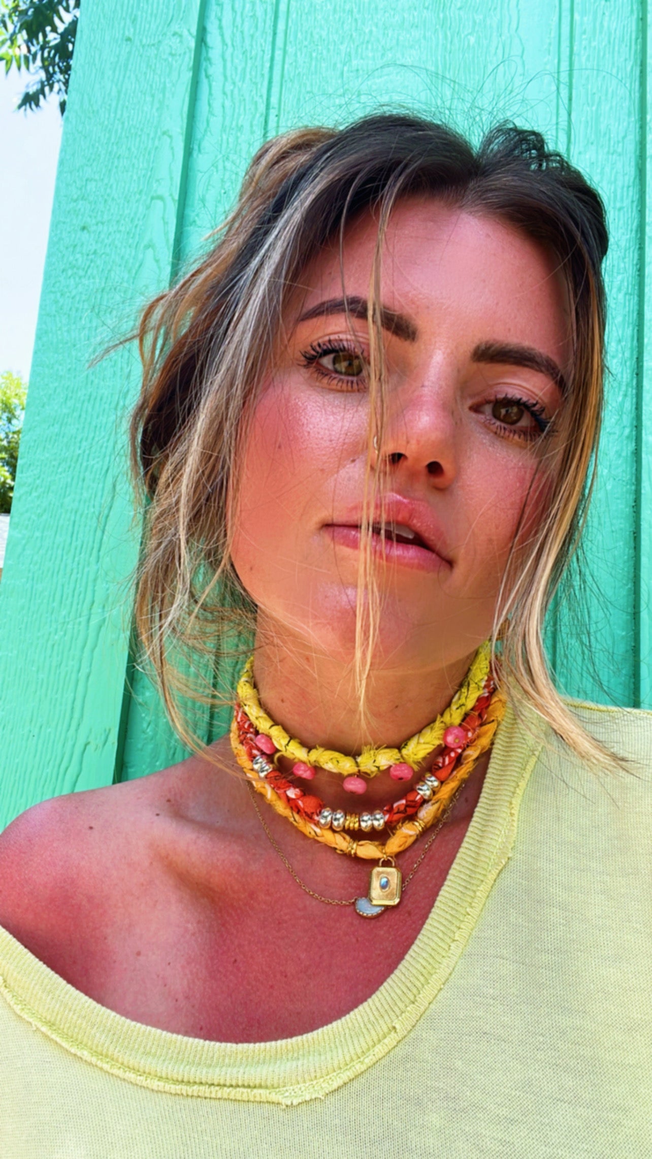 Dyed jade drop bandana necklace