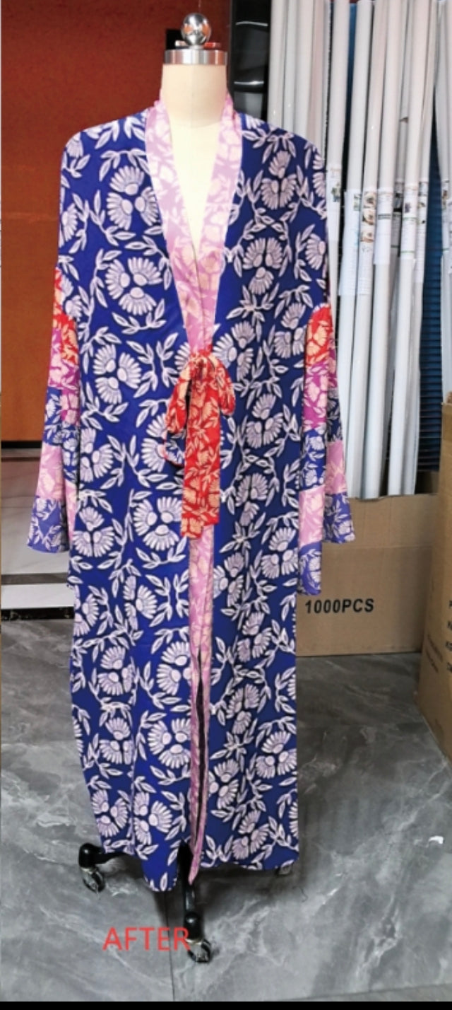 LTB786 LANA KIMONO -BLUE MULIT