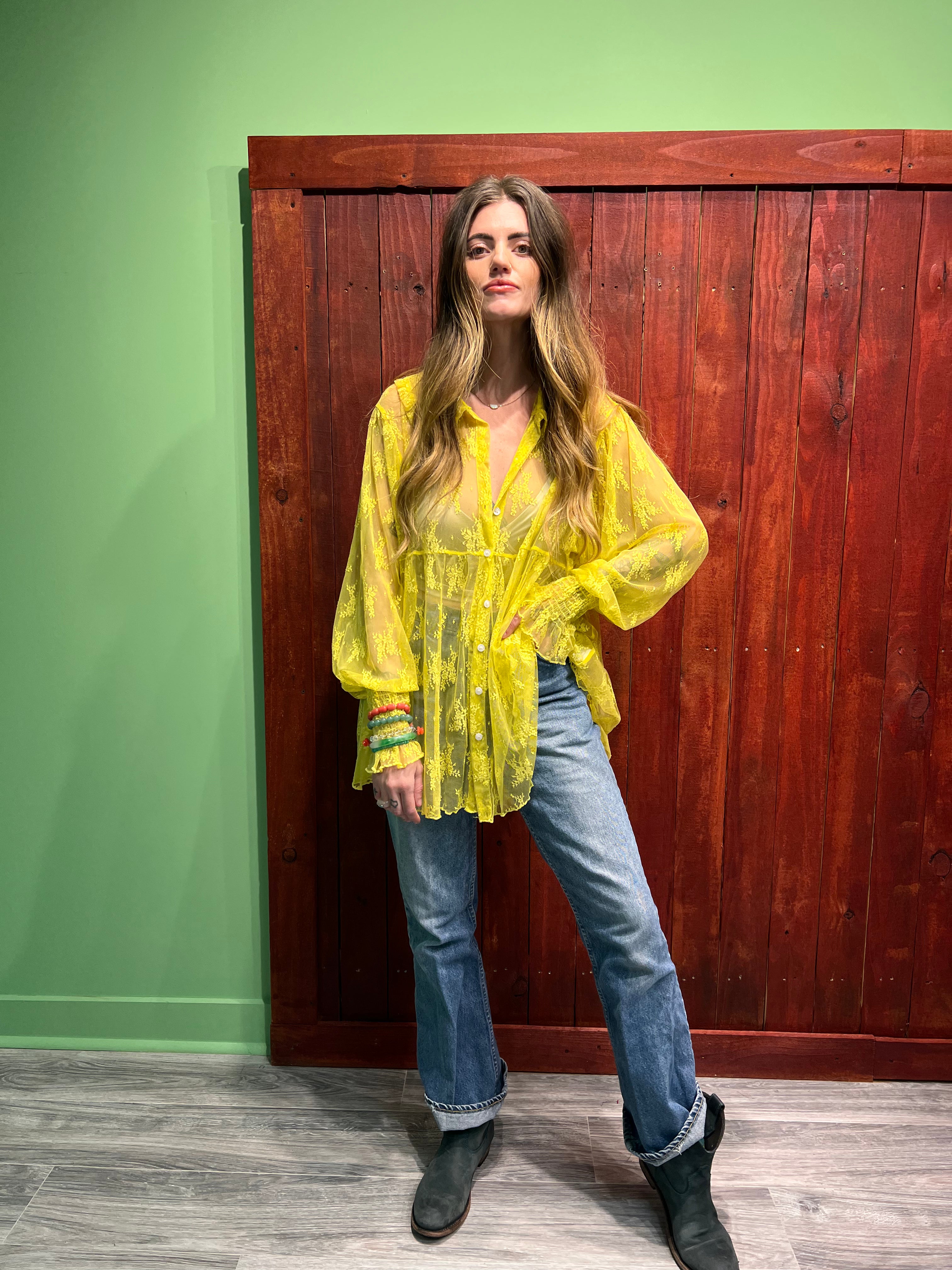 LTB 276 Lady lace Top in Citron