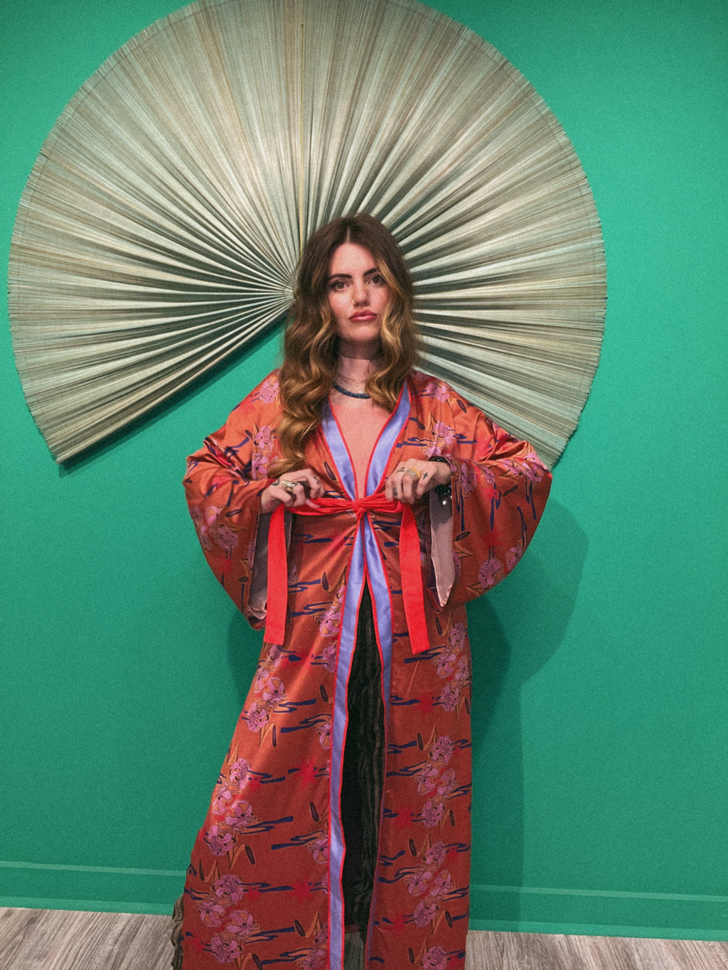 LTB 786 COPPER RED FLORAL -LANA KIMONO