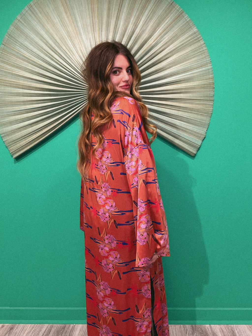 LTB 786 COPPER RED FLORAL -LANA KIMONO