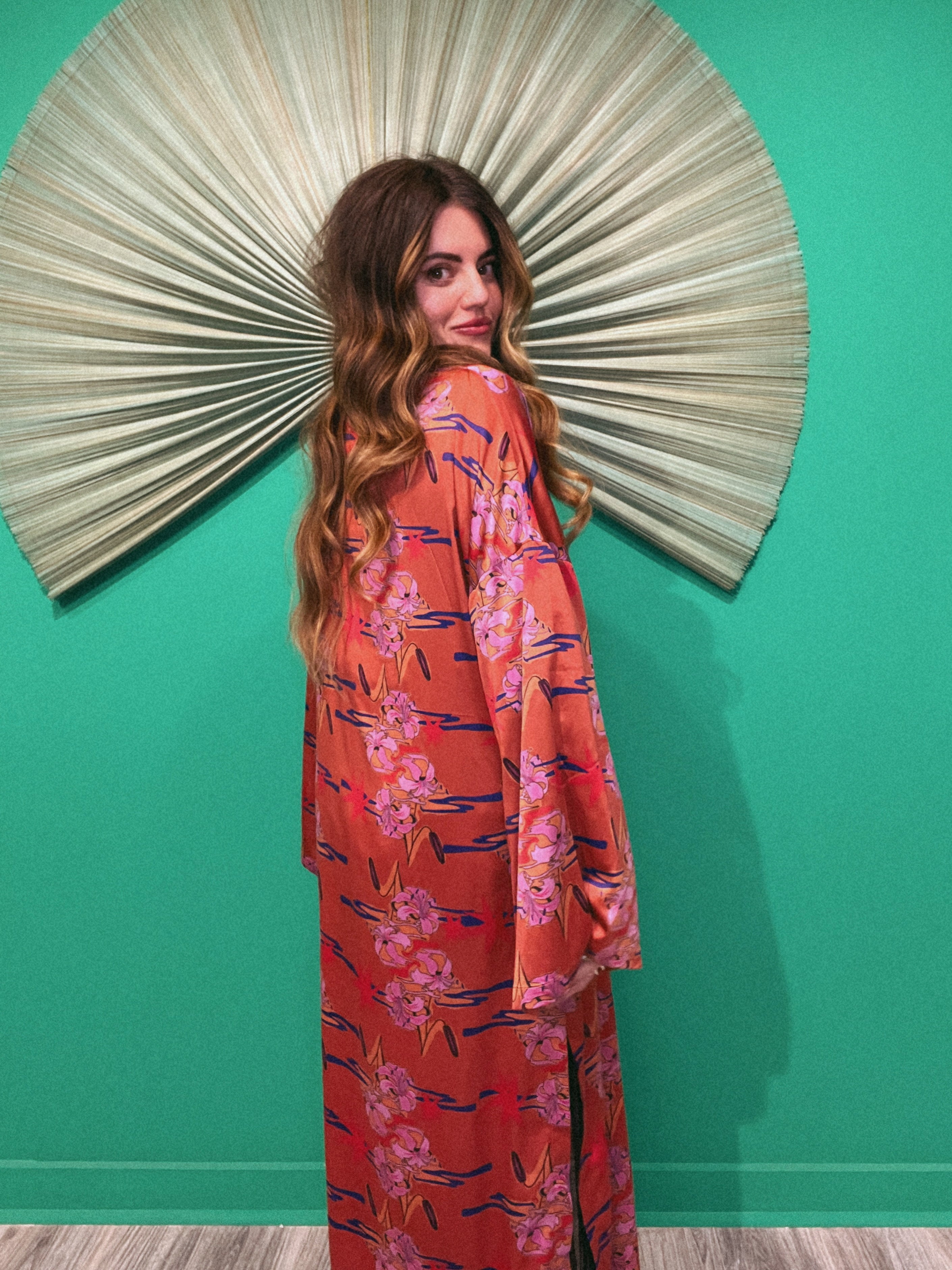 LTB 786 COPPER RED FLORAL -LANA KIMONO