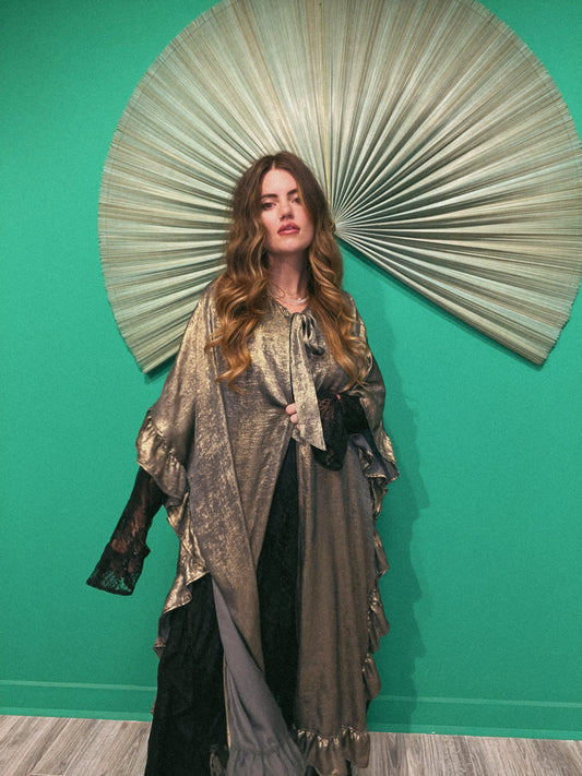 LTB 305 SILVER METAL - LILITH RUFFLE CAPE
