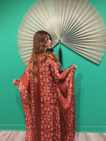 LTB 774 LONDON BRONZE GARDEN - LONG KAFTAN-SATIN