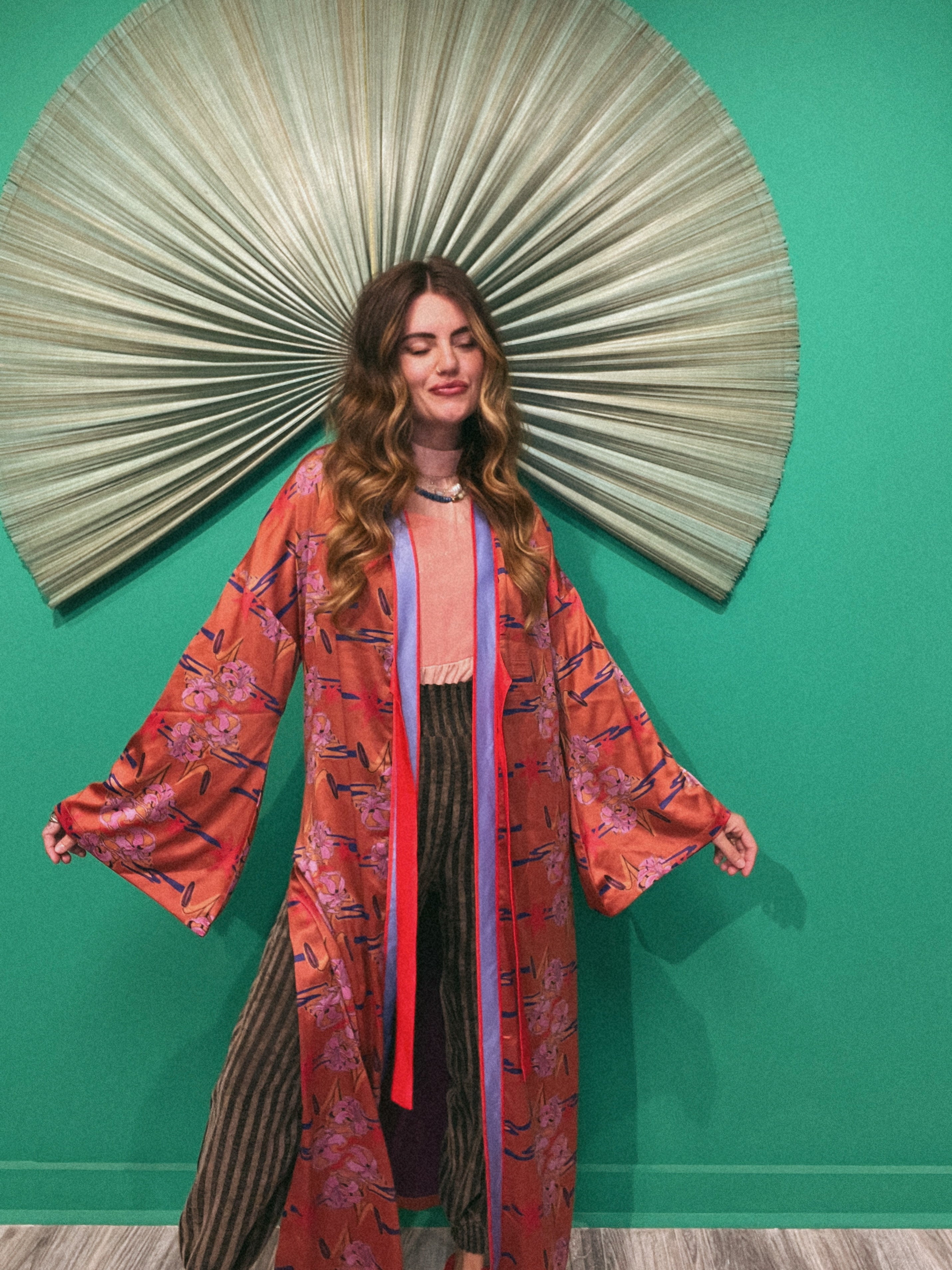 LTB 786 COPPER RED FLORAL -LANA KIMONO