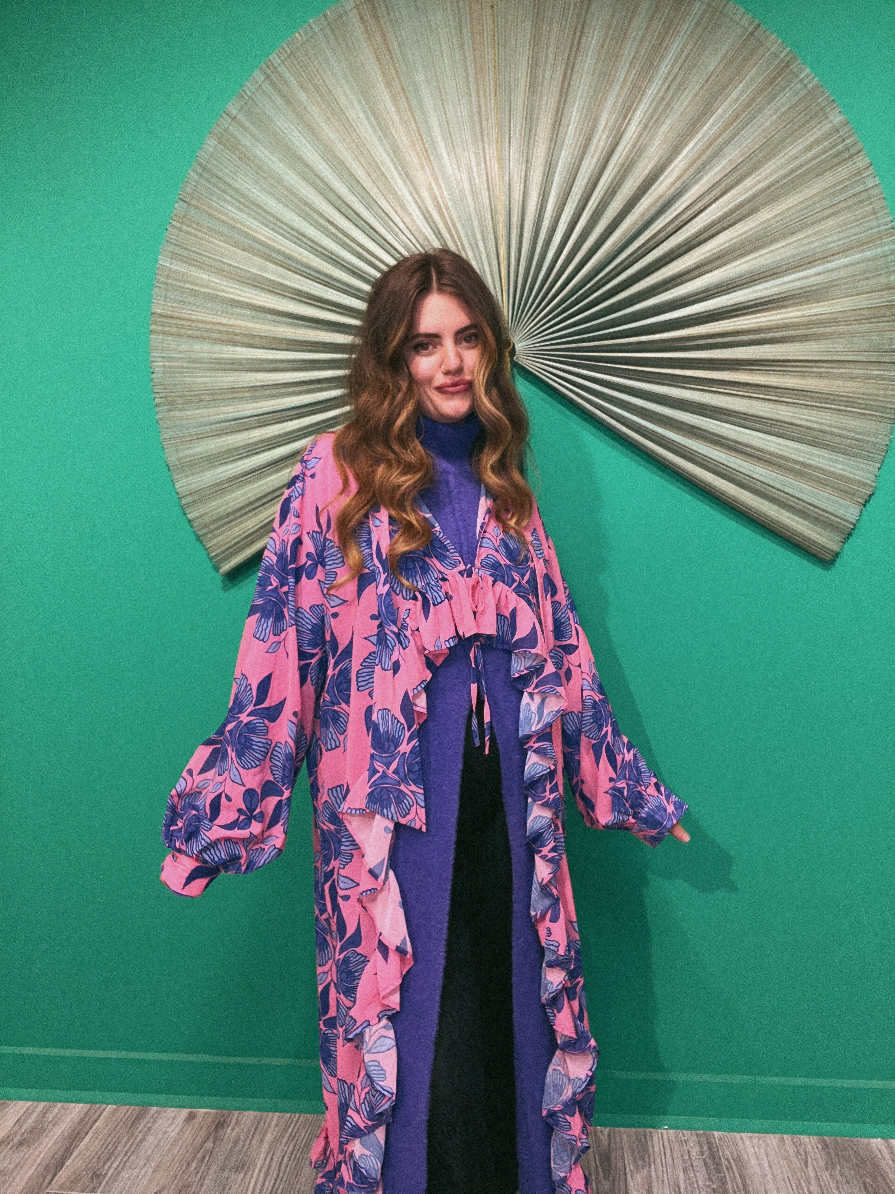 LTB 301- LILLY BLUE BLOOM -TIE DUSTER- CHIFFON