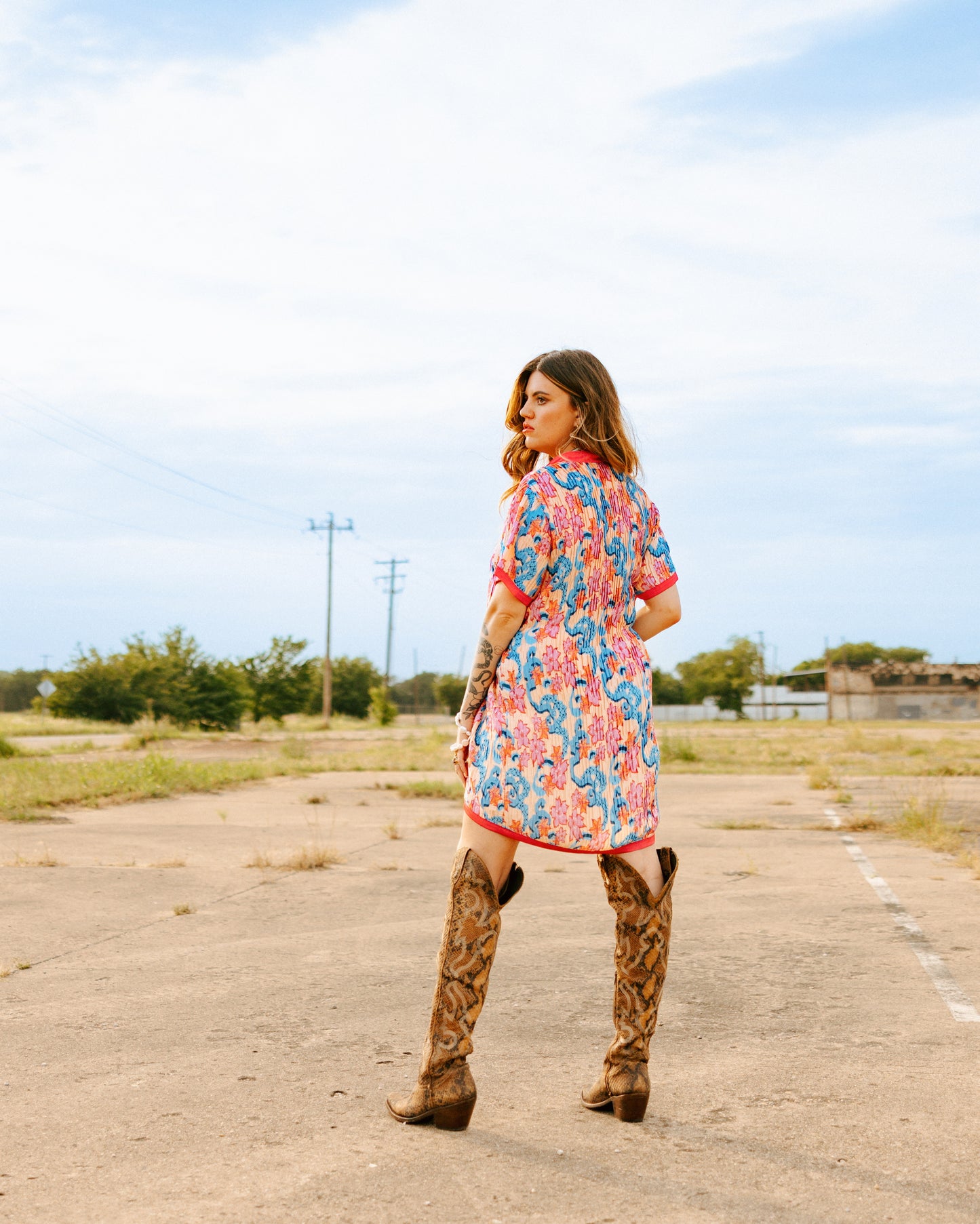 LTB 806 PEACH MULTI -LAI BUTTON UP MINI