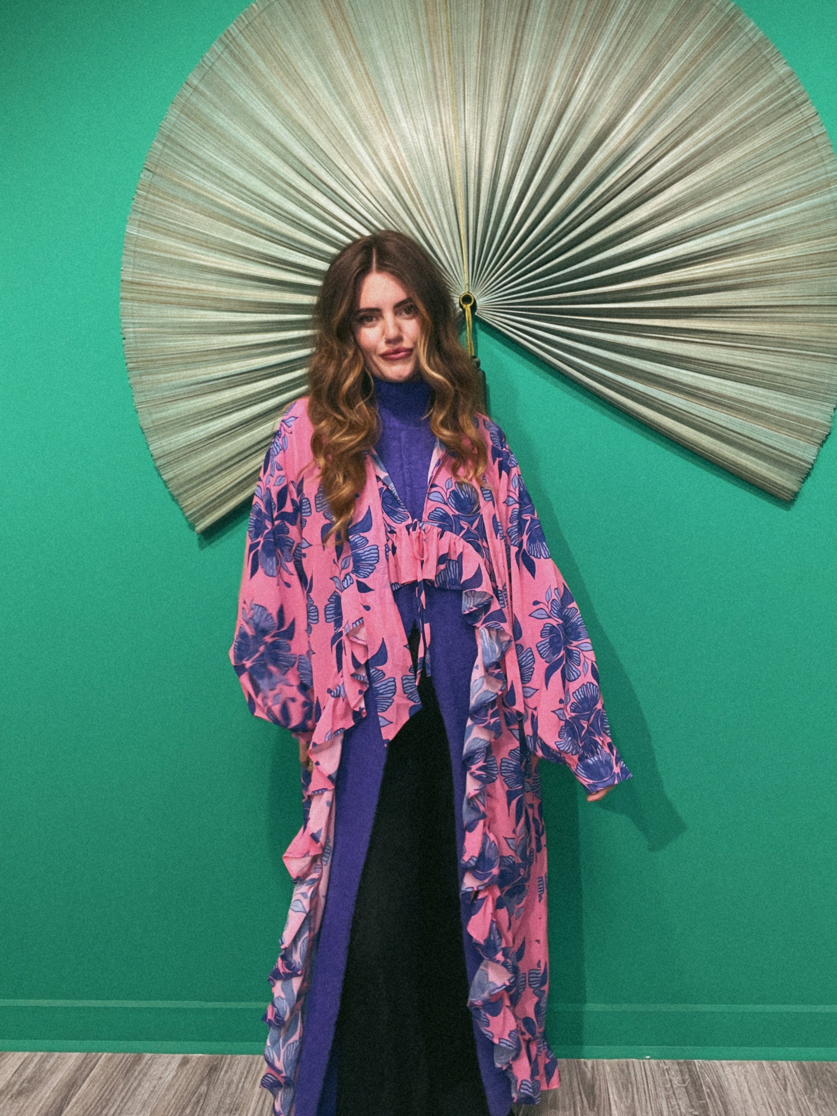 LTB 301- LILLY BLUE BLOOM -TIE DUSTER- CHIFFON