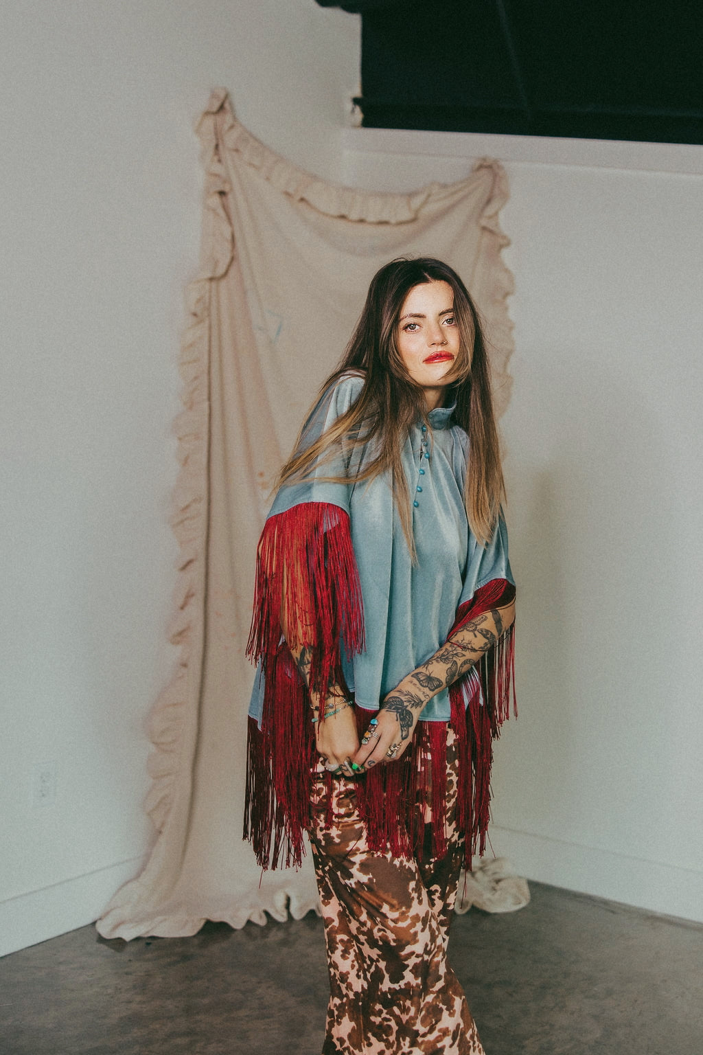 LTB 488 FRINGE KAFTAN TOP