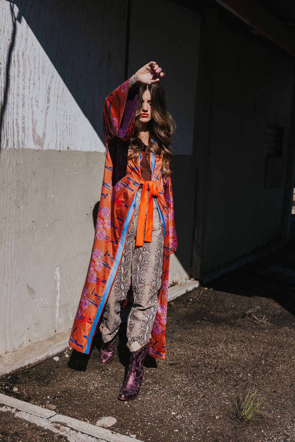 LTB 786 COPPER RED FLORAL -LANA KIMONO