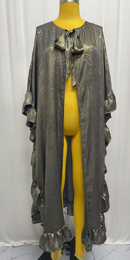 LTB 305 SILVER METAL - LILITH RUFFLE CAPE