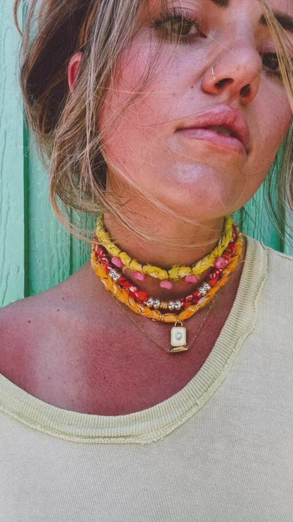 Dyed jade drop bandana necklace