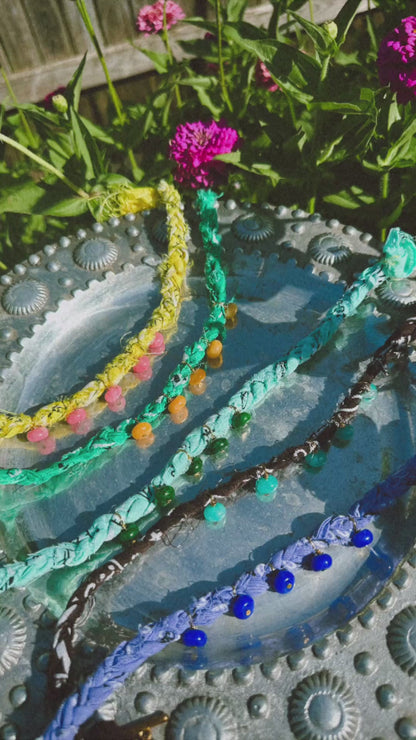 Dyed jade drop bandana necklace